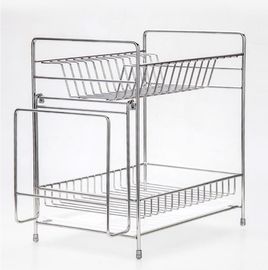 Double Tier Kitchen Dish Drying Shelf With Cutlery Holder And Chopstick Holder