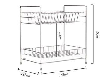 Double Tier Kitchen Dish Drying Shelf With Cutlery Holder And Chopstick Holder